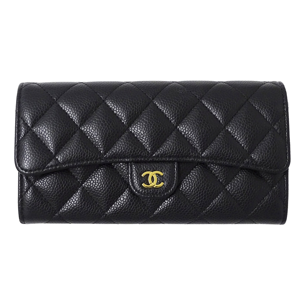CHANEL Black Caviar Leather Wallet